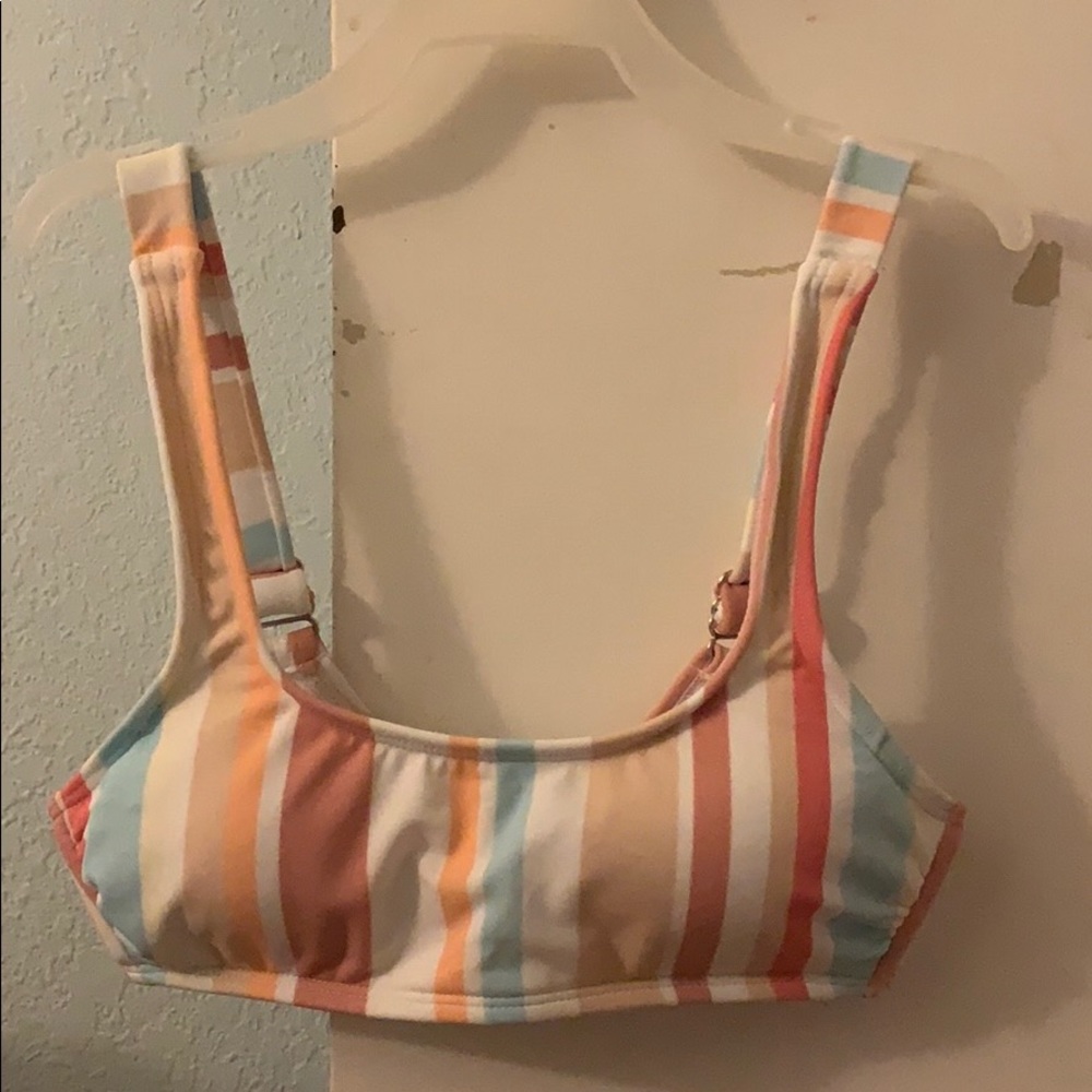 pastel striped bikini top